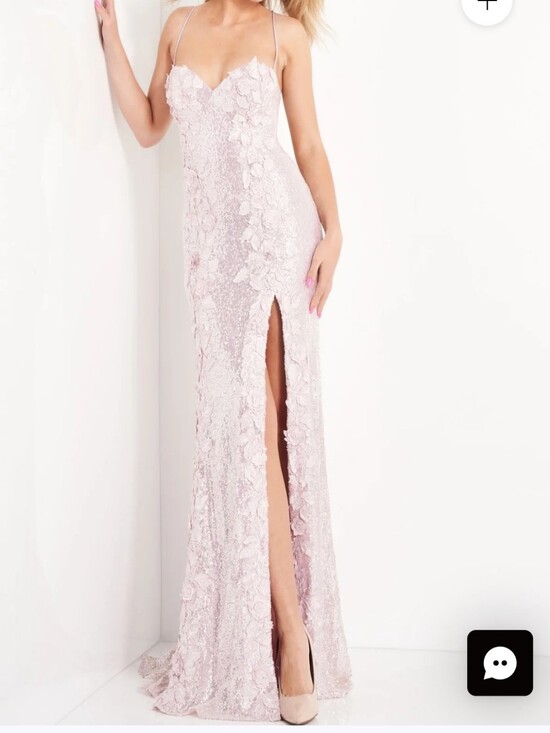 Jovani Dresses & Skirts - NWOT Jovani Sequin Floral Appliqué Gown in Light Pink